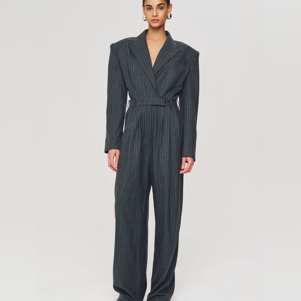 Zara Charcoal Pinstripe Jumpsuit